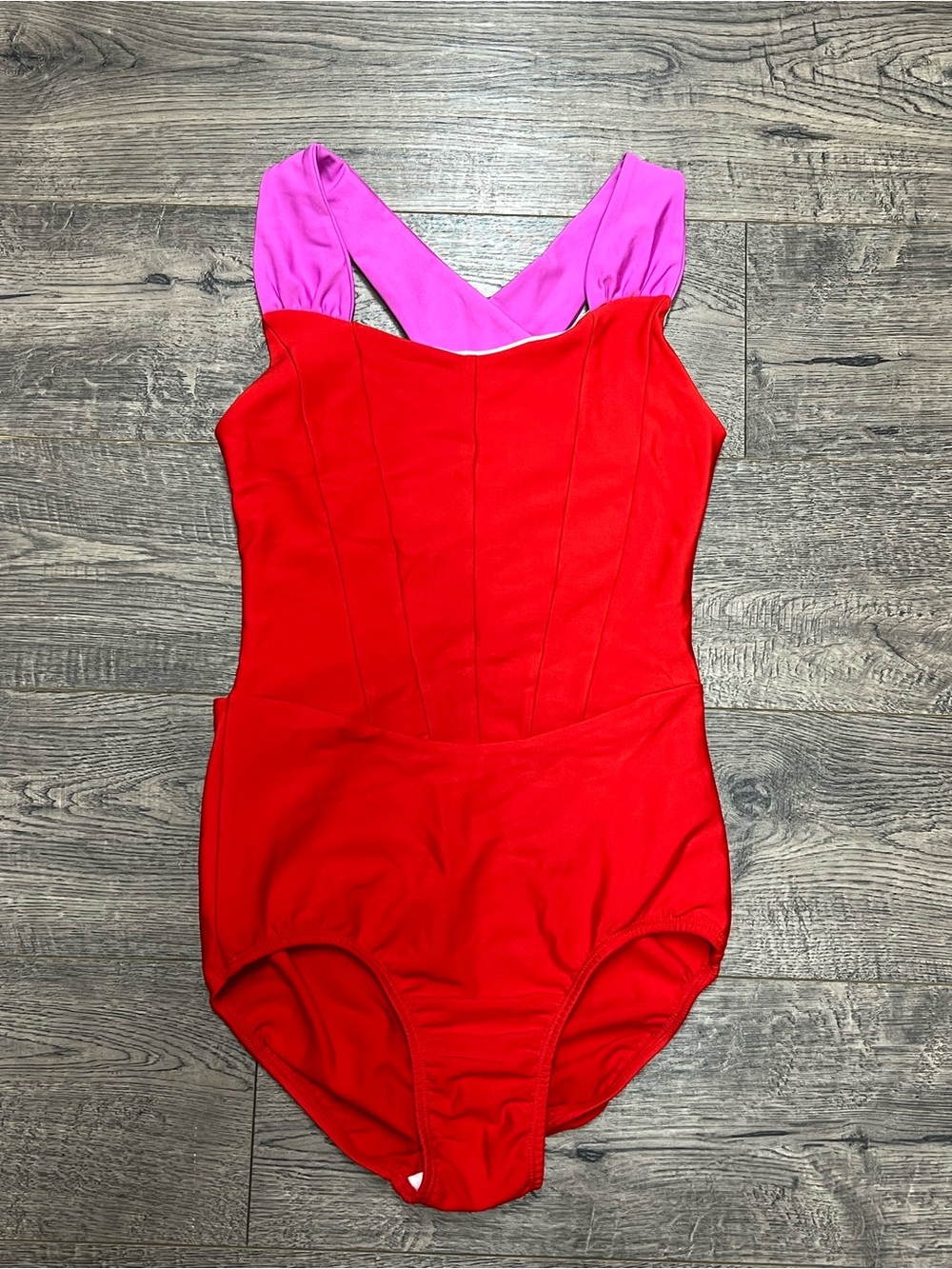 Kids Two-Tone Red and Pink One-Piece Swimsuit
